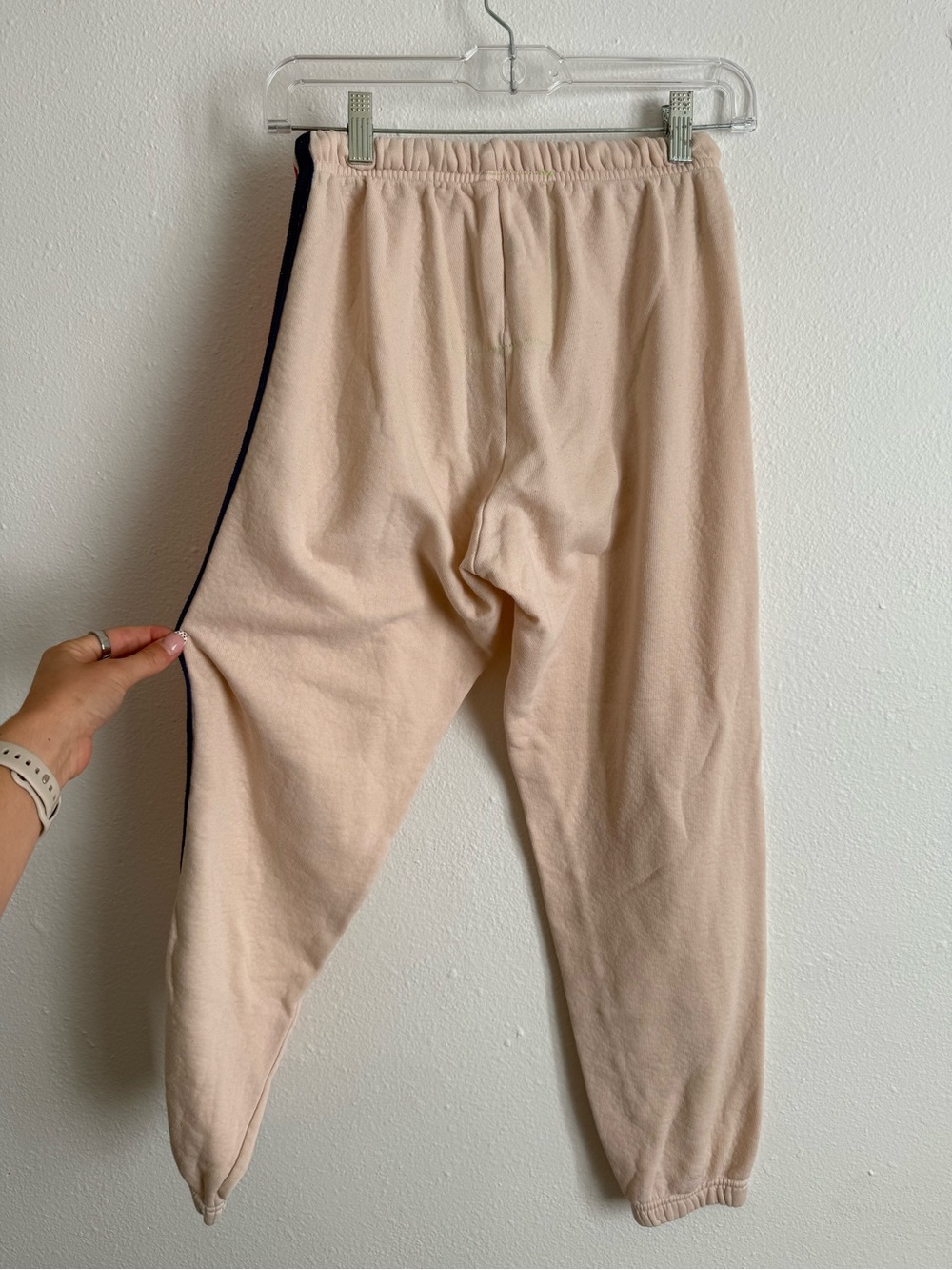 Aviator Nation 5 Stripe Sweatpants In Almond / Neon Rainbow Blue View 6